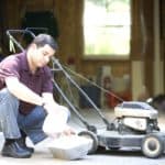 Vertically store lawn mower